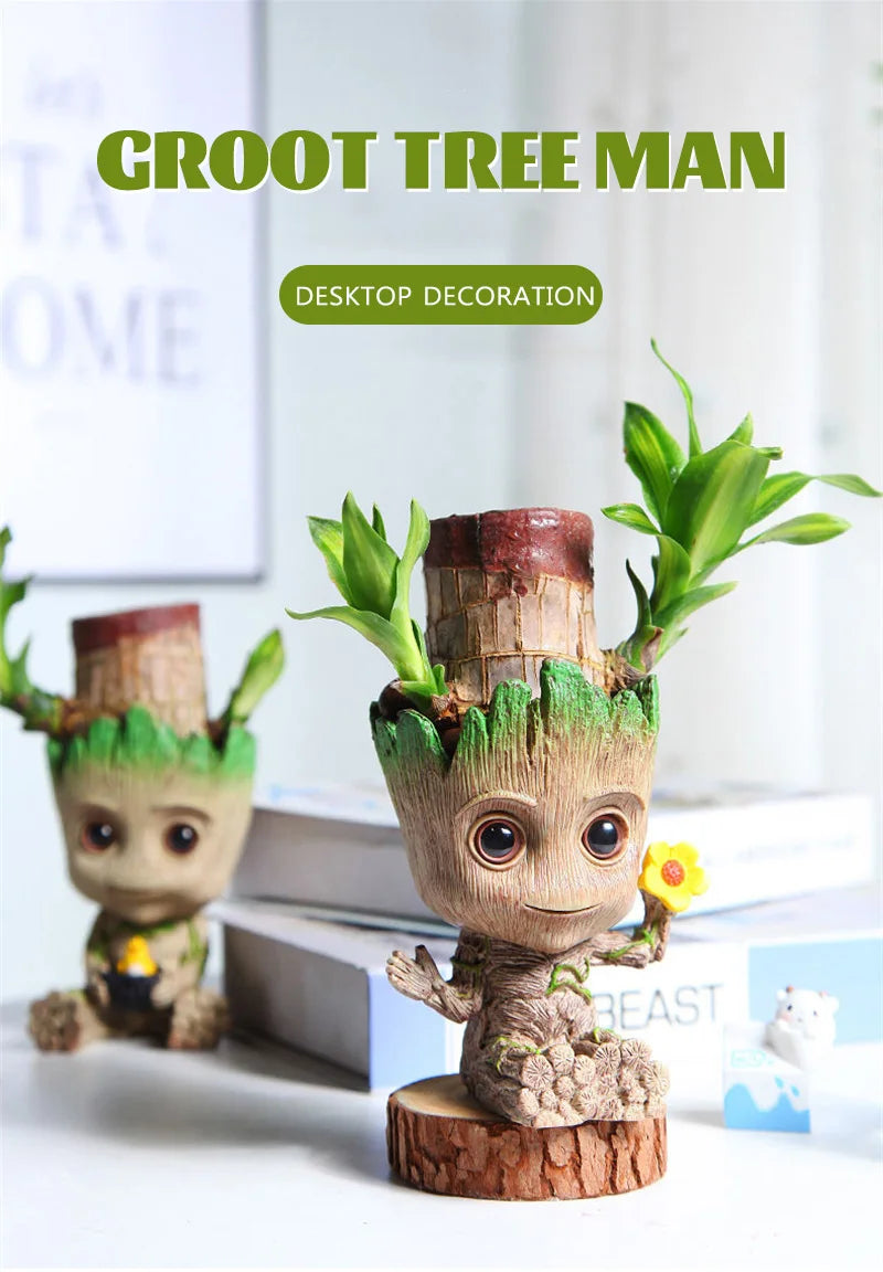 Tree Man Anime Vases Groot Flower Pots Garden Pots Planters Home Office Decoration Pen Holder Figurine Figure Ornament Gift