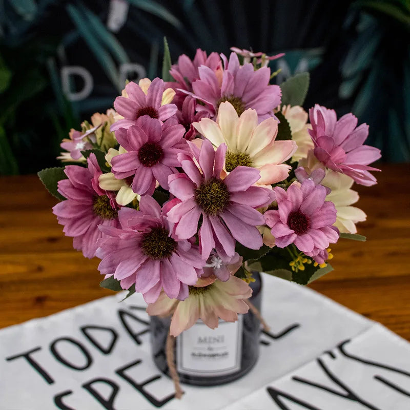 1 Bouquet purple Artificial Flowers Peony Tea Rose Autumn Silk Fake Flowers for DIY Living Room Home Garden Wedding Decoration
