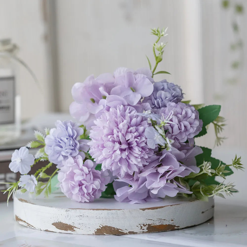1 Bouquet purple Artificial Flowers Peony Tea Rose Autumn Silk Fake Flowers for DIY Living Room Home Garden Wedding Decoration