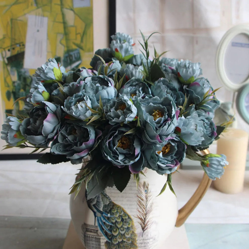 1 Bouquet European Pretty Wedding Party Mini Peony Silk Artificial Flower Bride Bouquet For Home Wedding Decoration