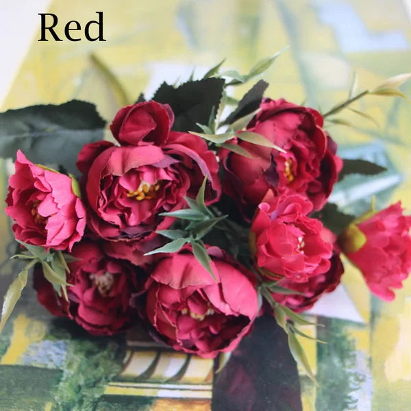 1 Bouquet European Pretty Wedding Party Mini Peony Silk Artificial Flower Bride Bouquet For Home Wedding Decoration