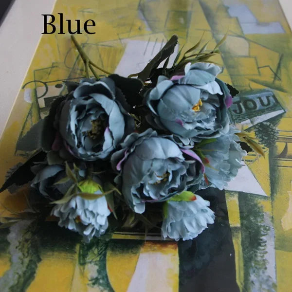 1 Bouquet European Pretty Wedding Party Mini Peony Silk Artificial Flower Bride Bouquet For Home Wedding Decoration