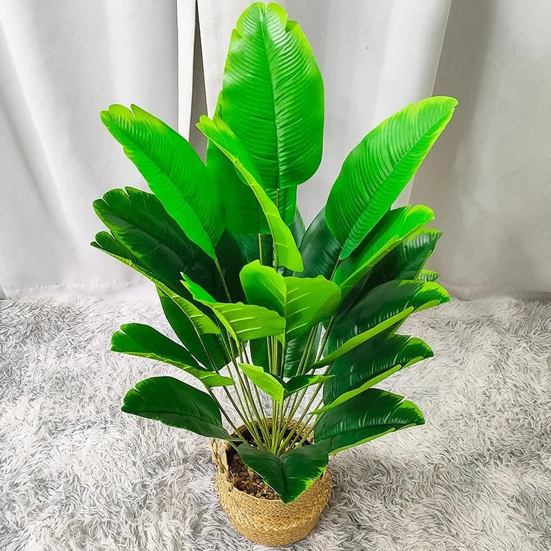 1 pcs Artificial Banana Tree Fake Palm Leaf Monstera Leaf Large Tropical Palm Tree Realistic Green Plant for Home Decoration