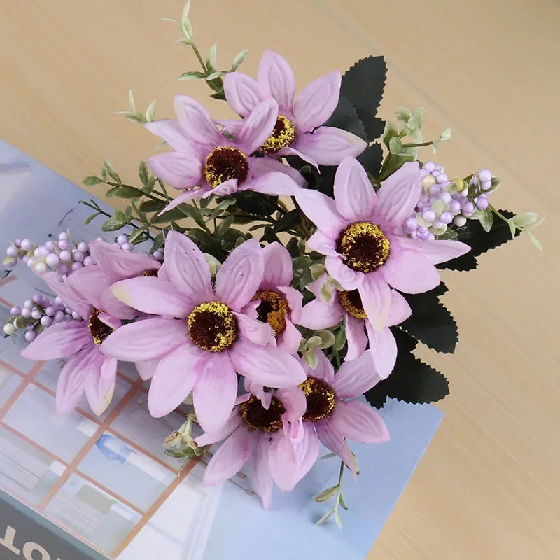 1 Bouquet purple Artificial Flowers Peony Tea Rose Autumn Silk Fake Flowers for DIY Living Room Home Garden Wedding Decoration