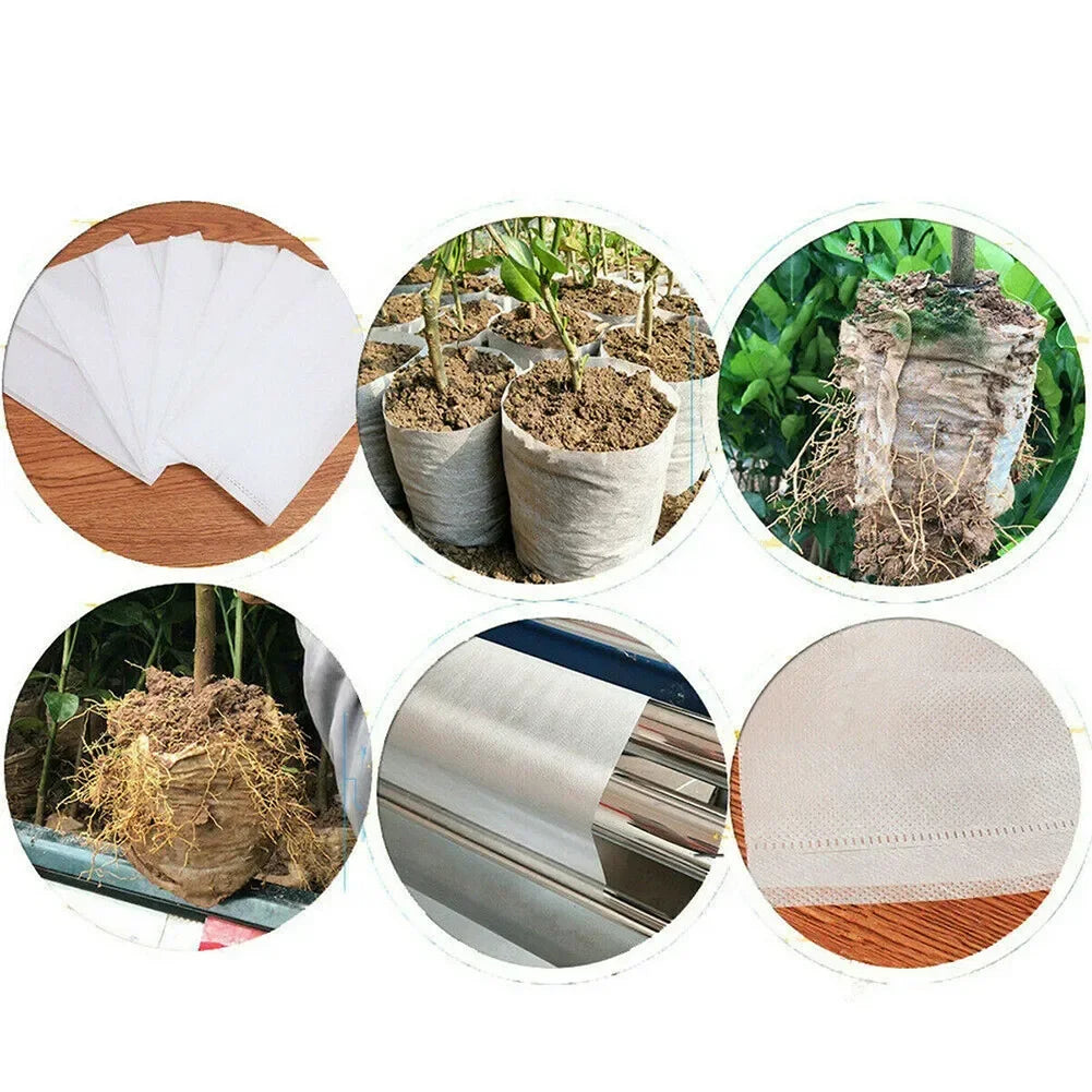 100pcs Biodegradable Nonwoven Nursery Plant Grow Bags Seedling Growing Planter Planting Pots Garden Eco-Friendly Ventilate Bag
