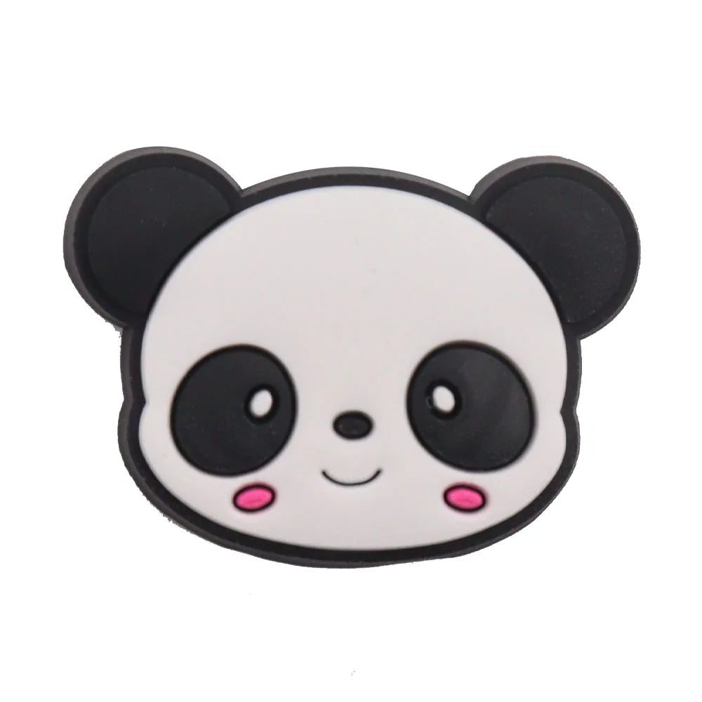 1-18PCS Cartoon Animal Panda Bamboo PVC Shoe Charms Buckle Clog Sandals Decoration Garden Shoes Button Accessories Children Gift