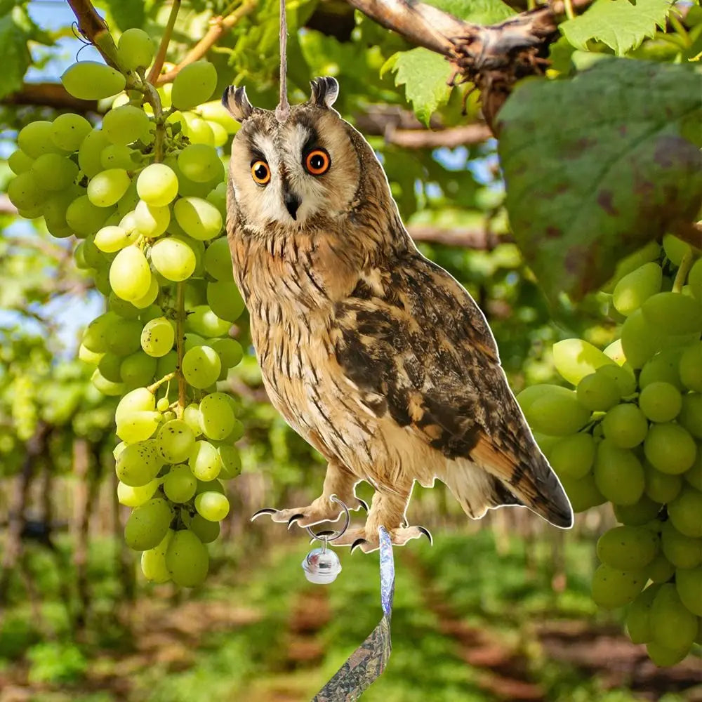 Waterproof Bird Repel Owl Scarecrow Hanging With Bells Fake Bird Scare Device Rectangle Bird Repeller Garden Decoration