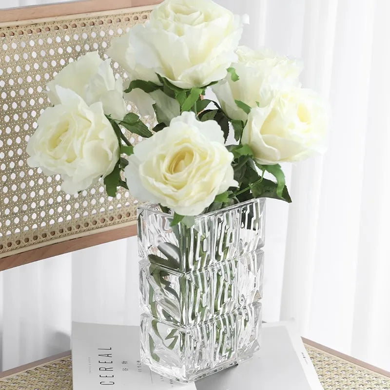 Livetai Modern Minimalist Glass Vase Scandinavian Living Room Transparent Flower Holder Hydroponic Water Home Decor
