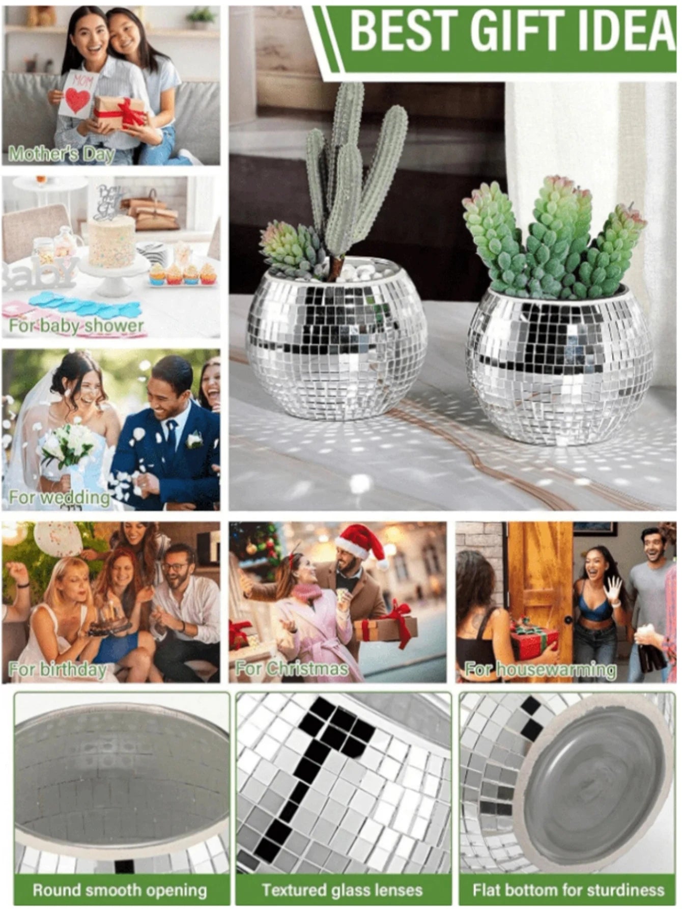 1pc Round Glass Vase Living Room Ornament Shop Atmosphere Decoration Room Pendant Crafts,