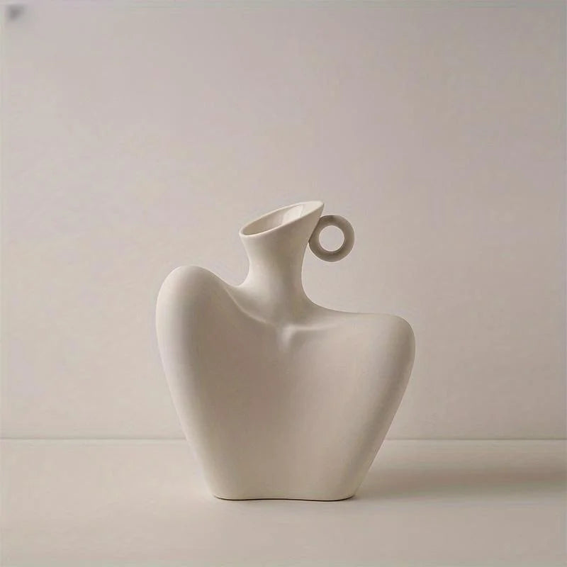 Body Collarbone Vase, Ceramic Vase for Minimalist Style, Unique Statue Art Bust Vase, Modern Abstract Flower Vase for Home Decor