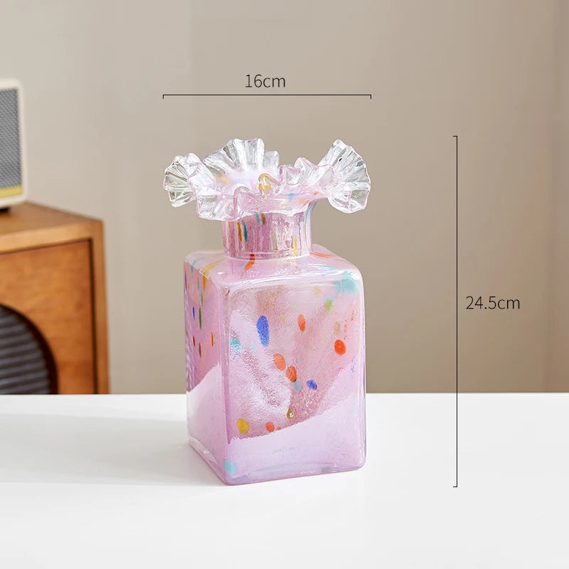 Glass Vase Purple Wave Floral Arrangement Accessories Hydroponics Terrarium Flower Vase Home Decoration Accessories