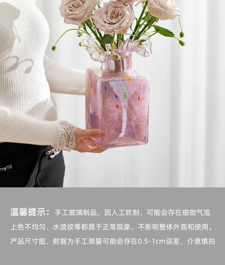 Glass Vase Purple Wave Floral Arrangement Accessories Hydroponics Terrarium Flower Vase Home Decoration Accessories