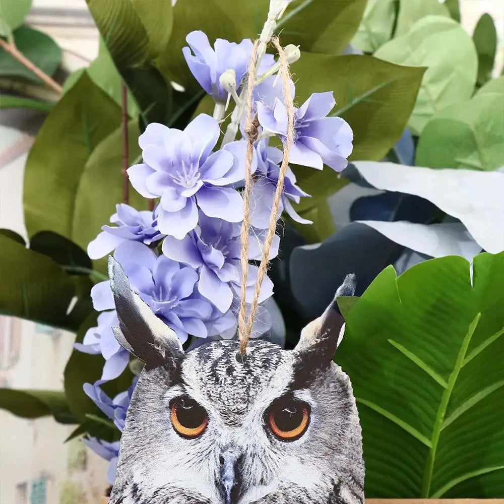 Waterproof Bird Repel Owl Scarecrow Hanging With Bells Fake Bird Scare Device Rectangle Bird Repeller Garden Decoration