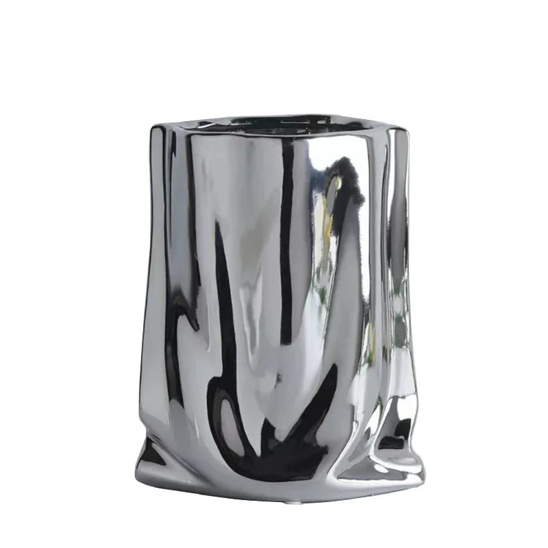 Creative Flower Pots Large Silver Ceramic Flower Cachepot Vase Planters Garden Succulent Plants Potted Modern Home Decoration