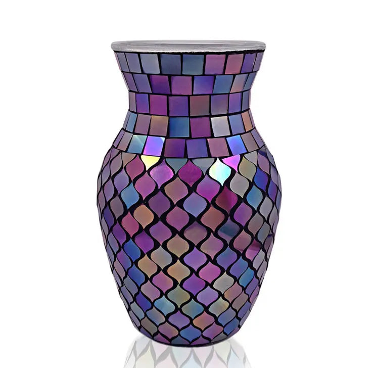 European Style Pastoral Mosaic Glass Vase, Pink and Purple, Fashion Home and Restaurant Decoration Furnishings