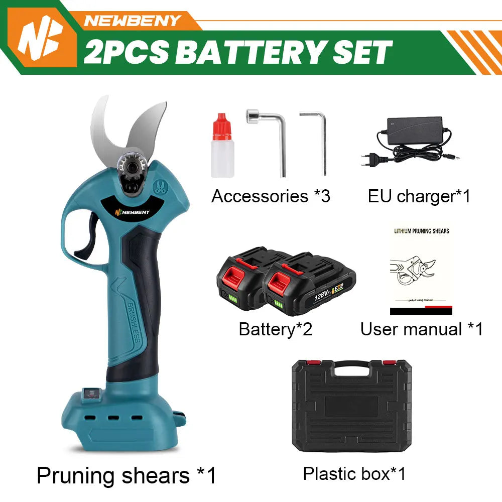NEWBENY 30mm Cordless Brushless Electric Pruning Shears – 4 Gears, Fits Makita 18V Battery
