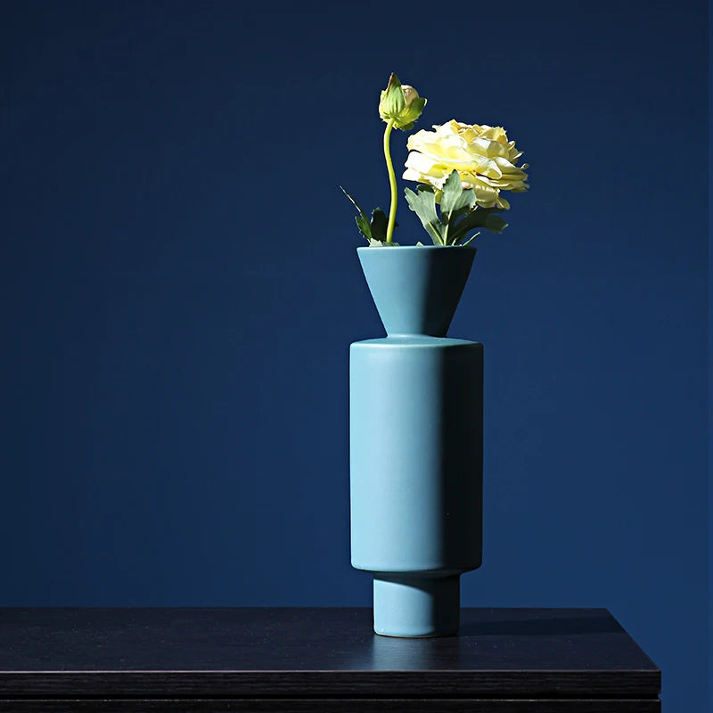 Nordic Morandi ceramic Vase geometric Ornaments Room Decor modern decorative dried flower Vase home decoration Wedding Gifts