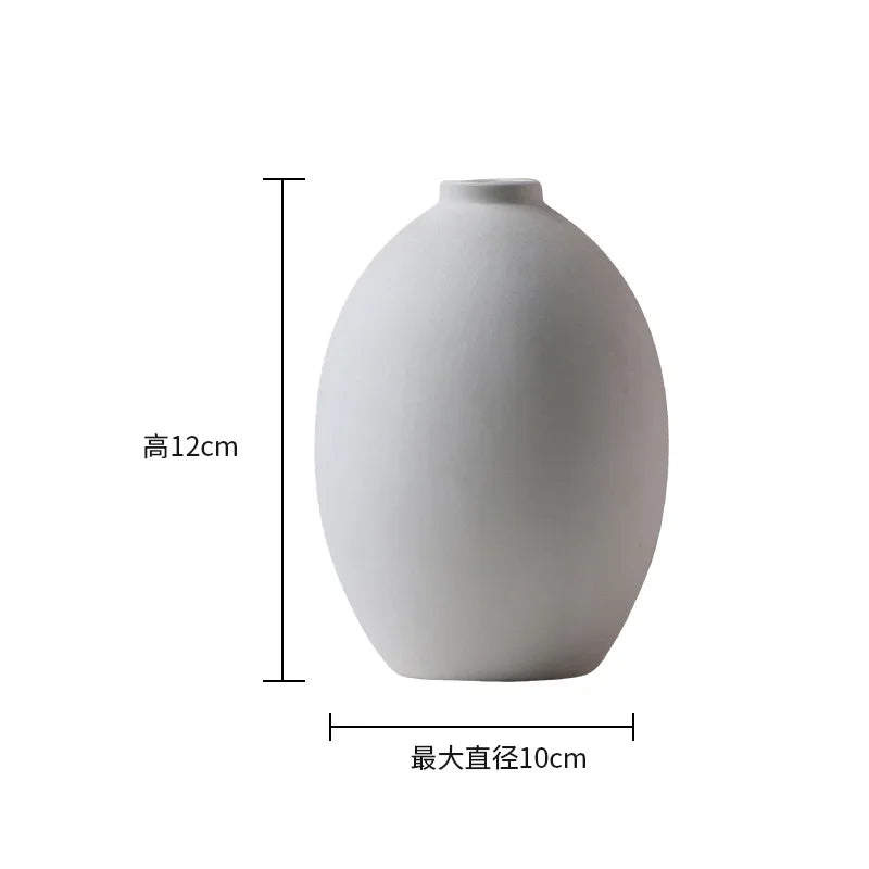 Nordic Simple Plain Ceramic Vase Modern White Beige Dried Flower Bottle Living Room Porch TV Cabinet Art Aesthetic Ornaments