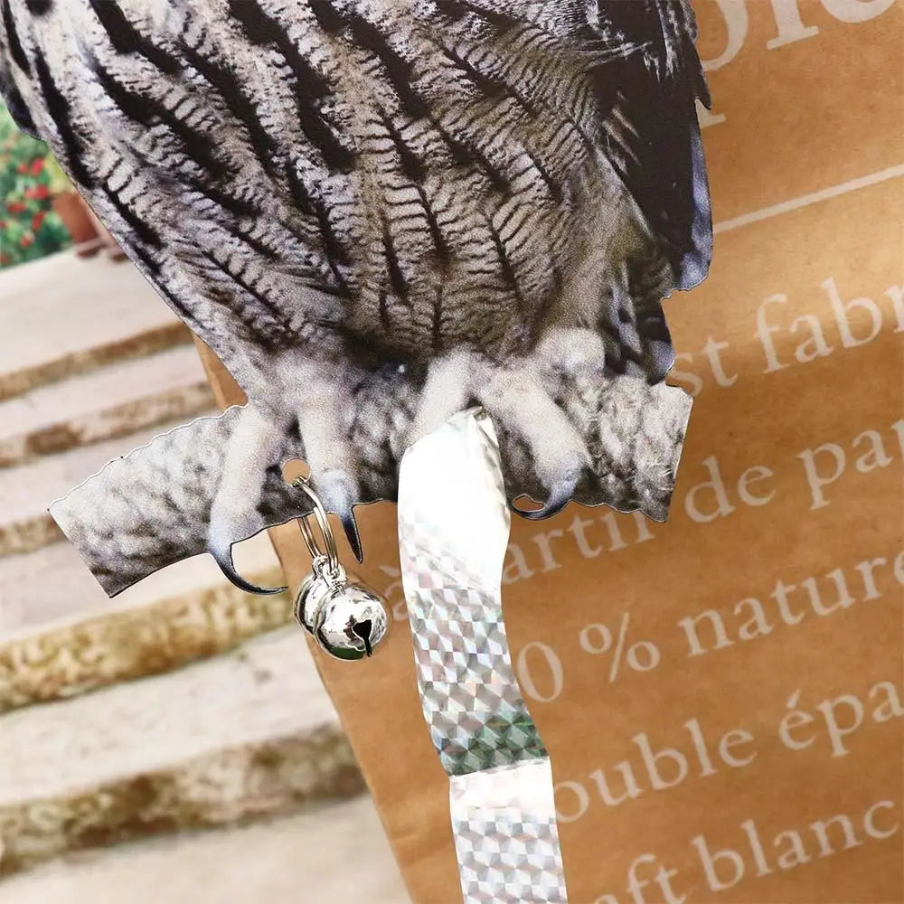 Waterproof Bird Repel Owl Scarecrow Hanging With Bells Fake Bird Scare Device Rectangle Bird Repeller Garden Decoration