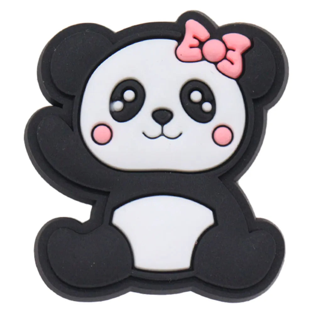 1-18PCS Cartoon Animal Panda Bamboo PVC Shoe Charms Buckle Clog Sandals Decoration Garden Shoes Button Accessories Children Gift