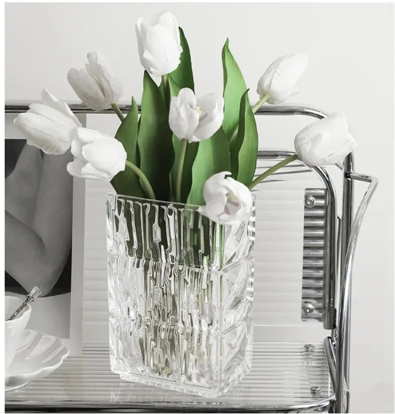 Livetai Modern Minimalist Glass Vase Scandinavian Living Room Transparent Flower Holder Hydroponic Water Home Decor