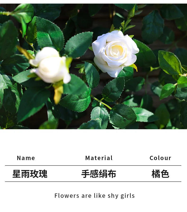 1.75m Artificial Rose Vine 22 Head Flower Fake Green Plant Flower Vine Wedding Arch Air Conditioning Pipe Wall Hanging Decor