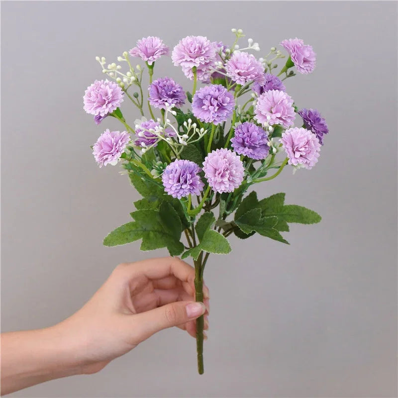 1 Bouquet purple Artificial Flowers Peony Tea Rose Autumn Silk Fake Flowers for DIY Living Room Home Garden Wedding Decoration