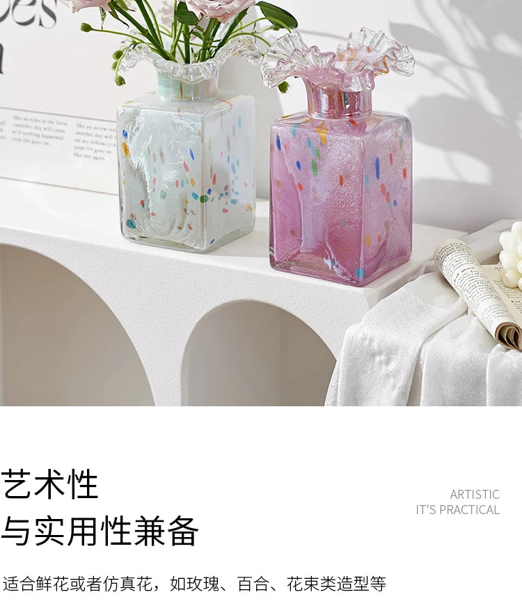 Glass Vase Purple Wave Floral Arrangement Accessories Hydroponics Terrarium Flower Vase Home Decoration Accessories