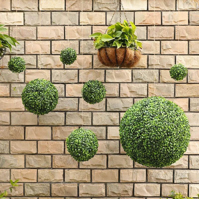 10-48cm artificial green plant grass ball simulated boxwood decorative ball balcony courtyard garden wedding home decoration