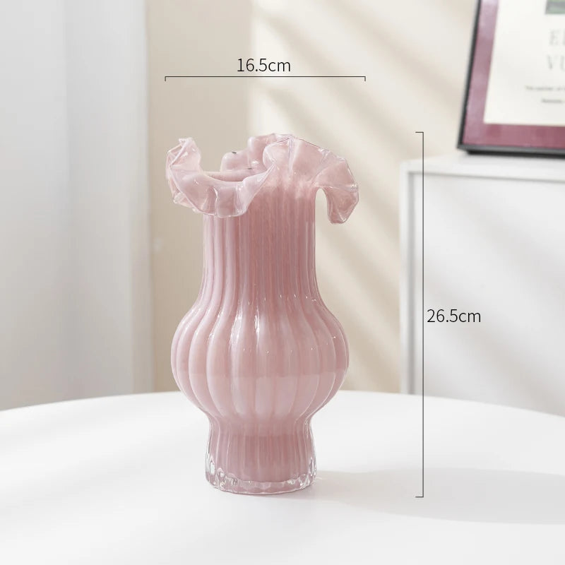 Glass Vase Purple Wave Floral Arrangement Accessories Hydroponics Terrarium Flower Vase Home Decoration Accessories