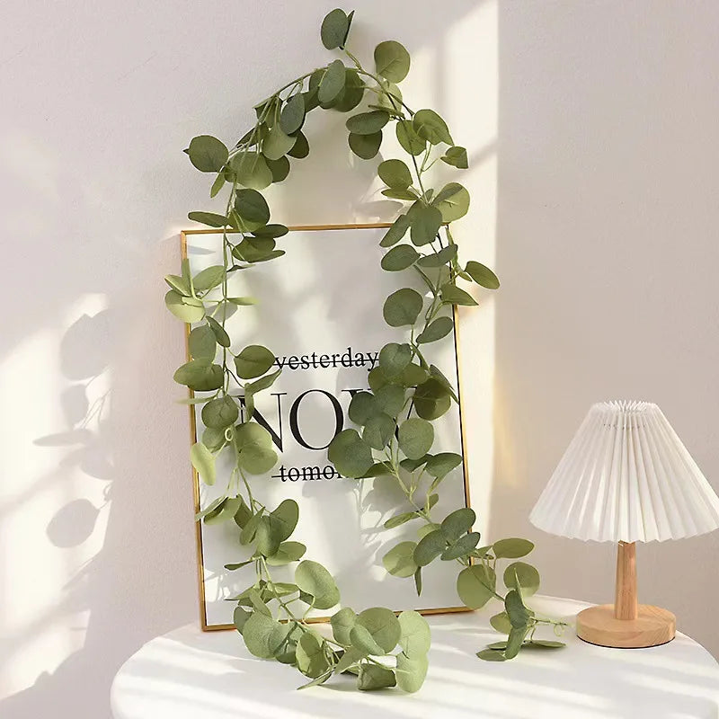 1.8m Artificial Flowers Eucalyptus Garland Greenery Fake Hanging Vines for Weddings Home Garden Outdoor Garden Arch Wall Decor