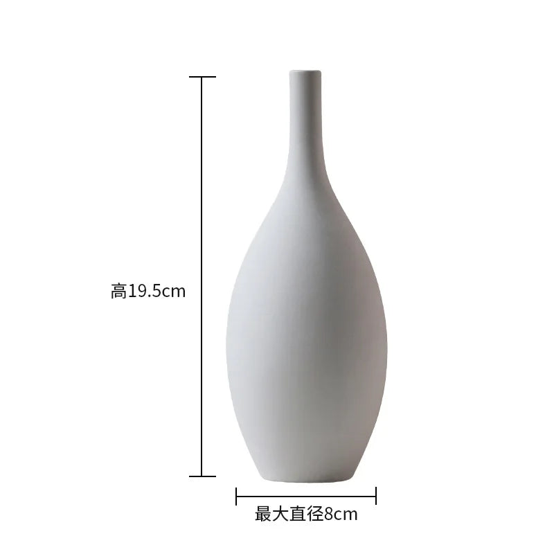 Nordic Simple Plain Ceramic Vase Modern White Beige Dried Flower Bottle Living Room Porch TV Cabinet Art Aesthetic Ornaments