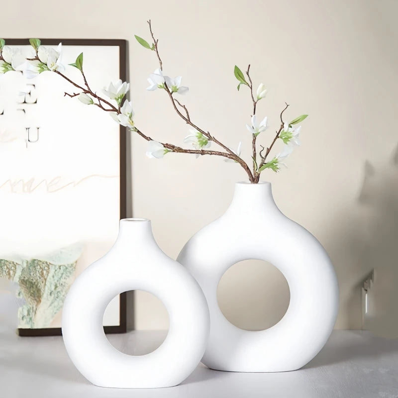 1 piece round vase decoration, imitation ceramic vase, suitable for wedding vase decoration, home living room flower arrangement