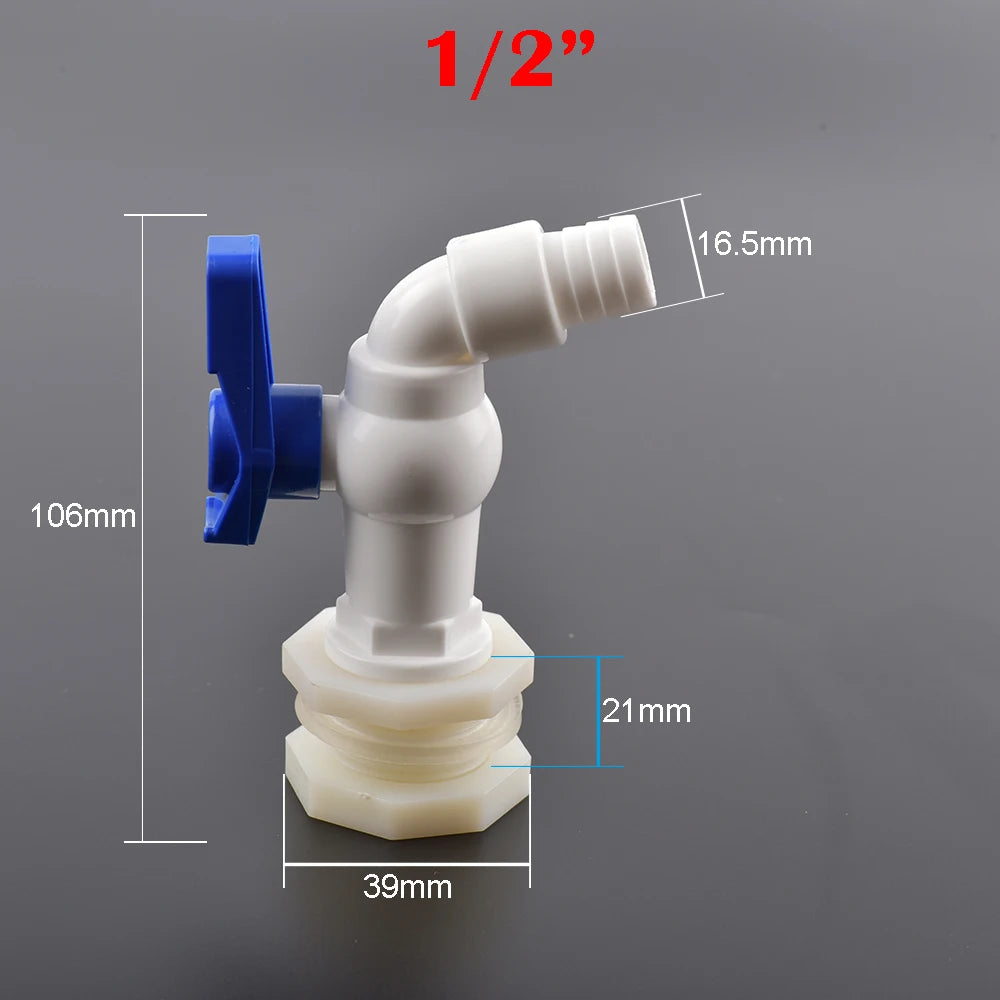 1pc 1/2 3/4" Plastic Male Thread Water Faucet Fish Tank Tap Adapter Assembly Drainage Faucet Aquarium Valve Garden Accessories