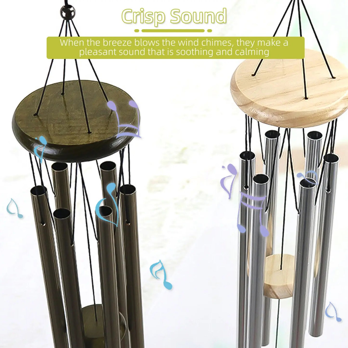 6 Tubes Wind Chimes Garden Outdoor Living Decoration Metal Wind Chimes Hanging Ornament Coffee Shop Wind Chimes Tubes