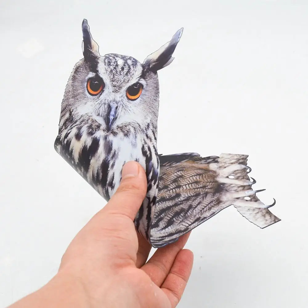 Waterproof Bird Repel Owl Scarecrow Hanging With Bells Fake Bird Scare Device Rectangle Bird Repeller Garden Decoration