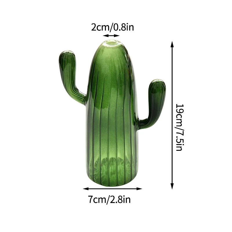 Cactus Shaped Glass Vase for Plant Creative Vase Decoration Home Desktop Decor Transparent Hydroponics Plant Vase Birthday Gift