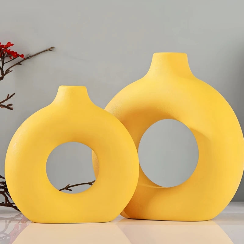 1 piece round vase decoration, imitation ceramic vase, suitable for wedding vase decoration, home living room flower arrangement