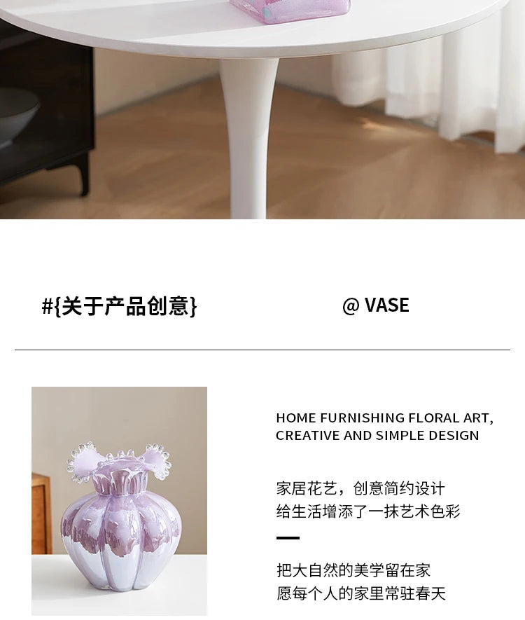 Glass Vase Purple Wave Floral Arrangement Accessories Hydroponics Terrarium Flower Vase Home Decoration Accessories