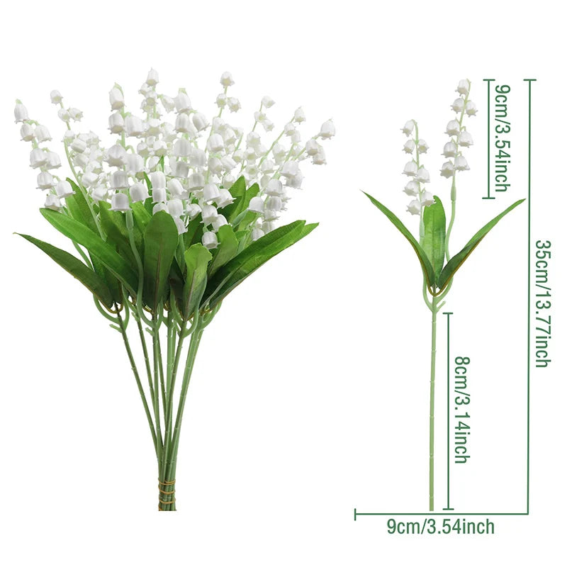 1/20pcs Artificial Flower Bellflower Simulated Lily Of The Valley Home Soft Decoration Wedding Valentine's Bouquet Green Plants