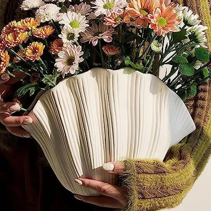 Ceramic Vase Sea Shell Lotus Leaf Leaf Shape Floral Arrangement Accessories Flower Vase Terrarium Room Decoration supplies