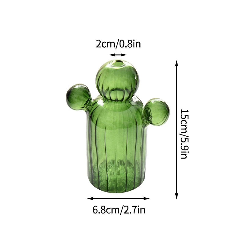 Cactus Shaped Glass Vase for Plant Creative Vase Decoration Home Desktop Decor Transparent Hydroponics Plant Vase Birthday Gift