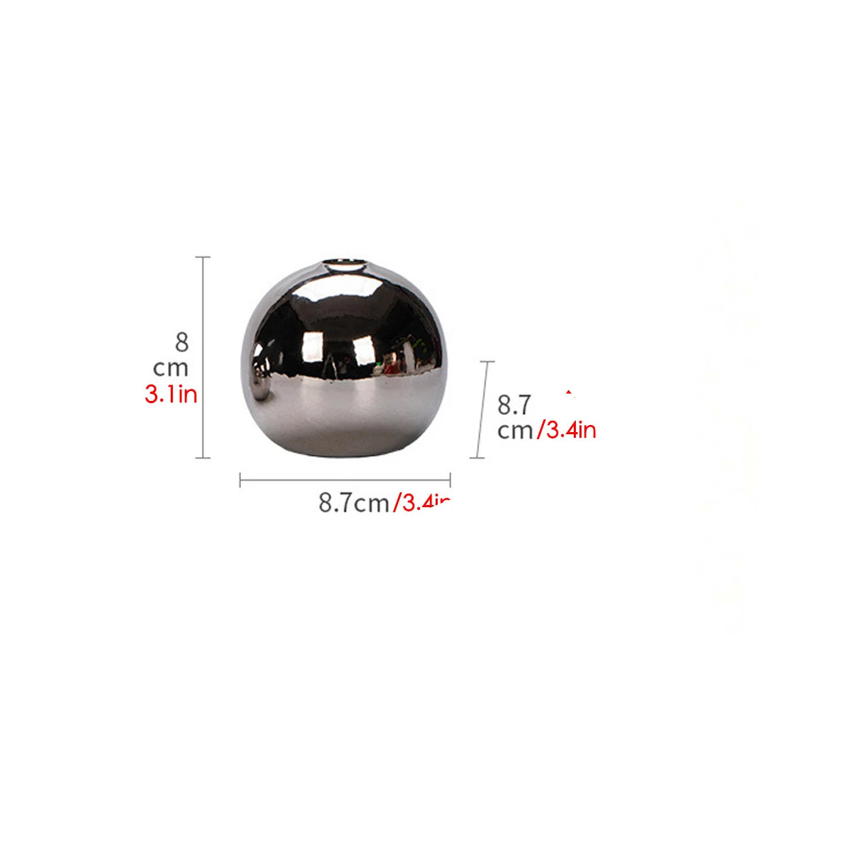 Luxury Galvanized Silver Ball Ceramic Vase Living Room Dining Table Art Vase Plant Flower Flower Arrangement Countertop Ornament