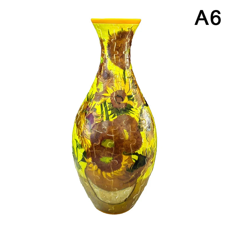 3D Puzzle Vase DIY Assembly Creative Blue And White Porcelain Design Plastic Home Decoration Flower Arrangement Kids Toys Gifts