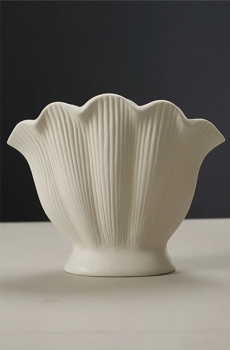 Shell Shape Ceramic Flower Vase Home Decoration Flower Arrangement DIY Flowerpot Flower Pot Storage Bottle Living Room Ornaments