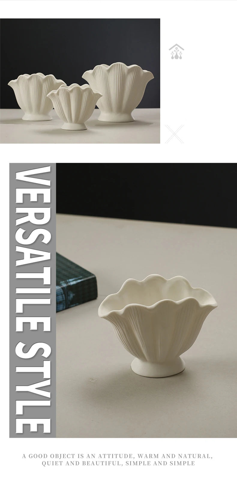 Shell Shape Ceramic Flower Vase Home Decoration Flower Arrangement DIY Flowerpot Flower Pot Storage Bottle Living Room Ornaments