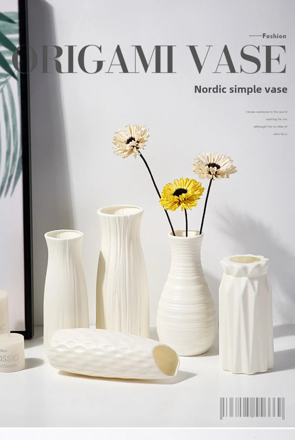 Unbreakable Vase for Flowers Ceramic Look Plastic Vase for Home Decor Living Room Table Wedding Party Living Room Decor Ornament