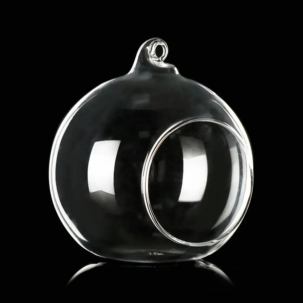 Hanging Glass Ball DIY Bauble Plant Pot Clear Glass Tea Light LED Candle Holder Fillable Bauble Tabletop Vases Decoration Crafts