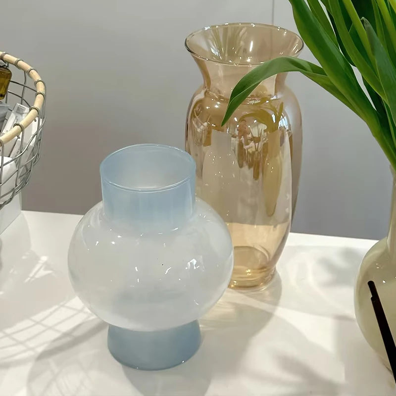 Nordic Glass Flower Vase Hydroponic Pot Vase Decoration Glass Vases Pot for Flowers Table Decoration Desk Home Ornament 유리화병