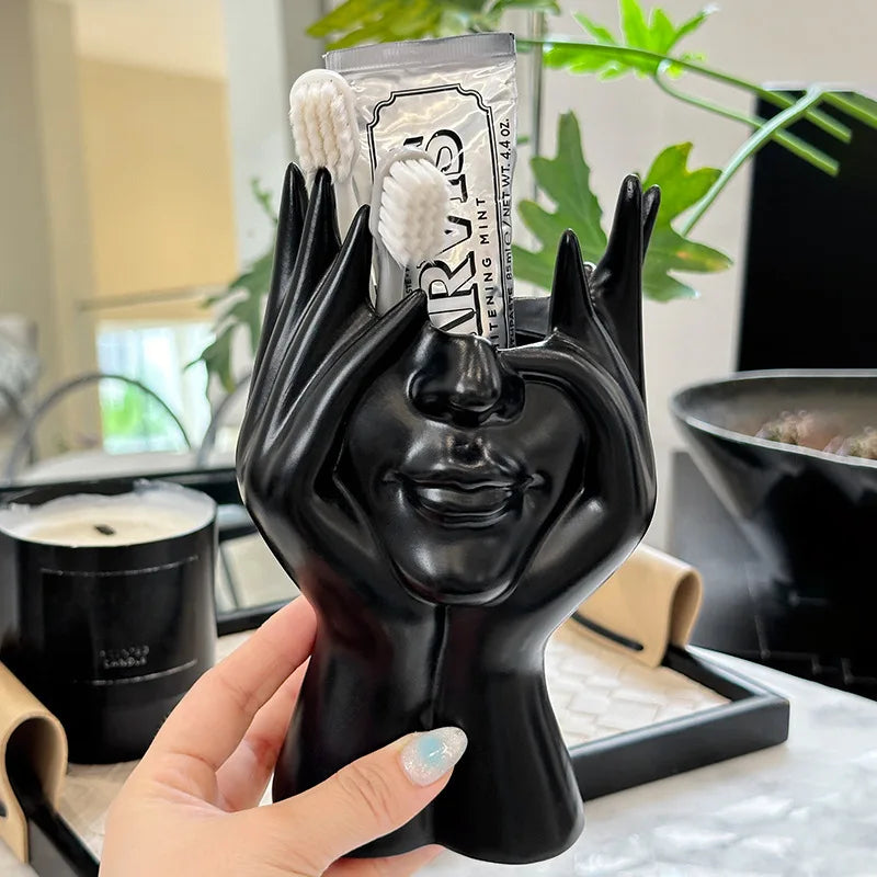 1pc Elegant Vase - Bohemian Nordic Style Rectangular, Glossy Finish, for Living Room/Bedroom Decor Makeup Brush Storage Bin